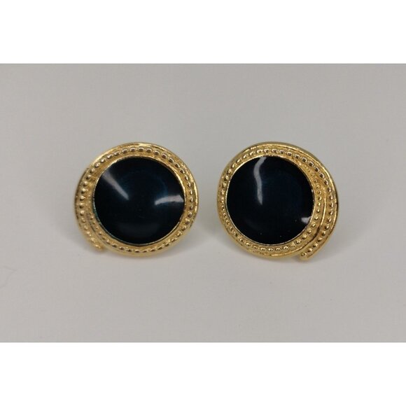 Vintage Trifari Gold Tone Lucite Blue Iridescent Earring Retro Statement Jewelry - Picture 11 of 16